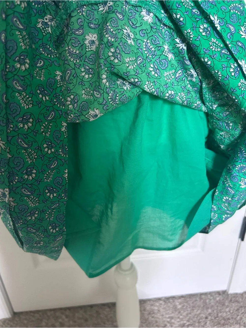 J. Crew Green Floral Tiered Smocked Waist Ruffled Hem Elastic Waist Skirt
